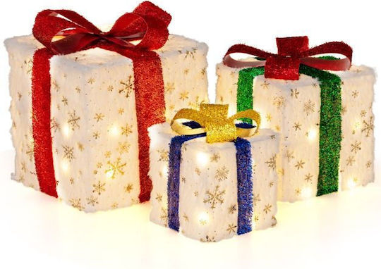 Costway Illuminated Christmas Fabric Figure Box White 3pcs
