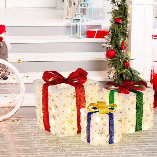 Costway Illuminated Christmas Fabric Figure Box White 3pcs