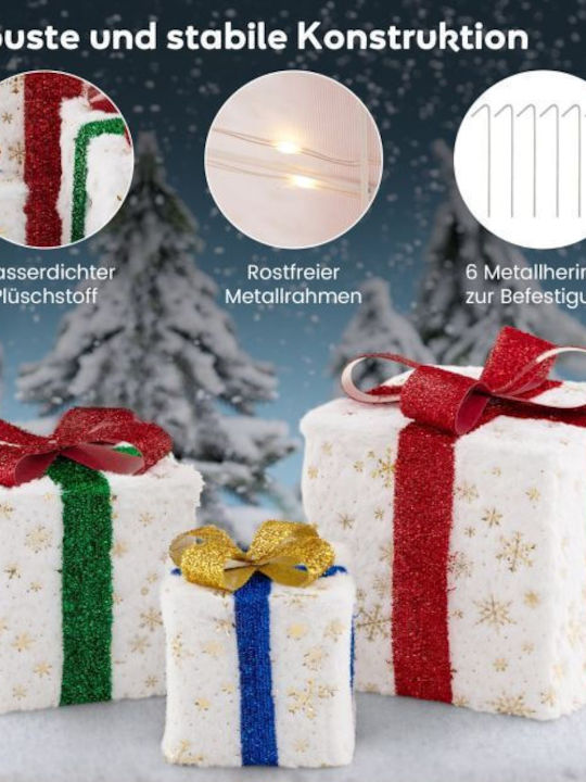 Costway Iluminată De Crăciun Din țesătură Figurină Caseta Alb 3buc