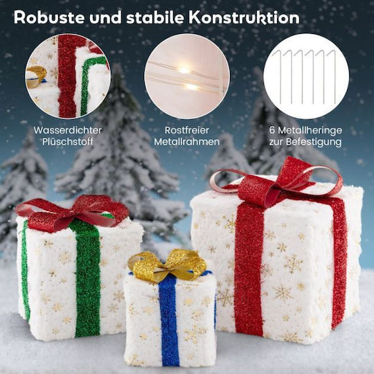 Costway Illuminated Christmas Fabric Figure Box White 3pcs
