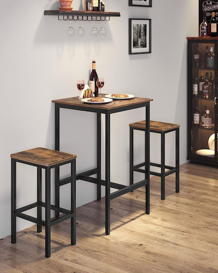 Pătrat Măsuță auxiliară Metalica Rustic Brown and Black L60xW60xH92cm.