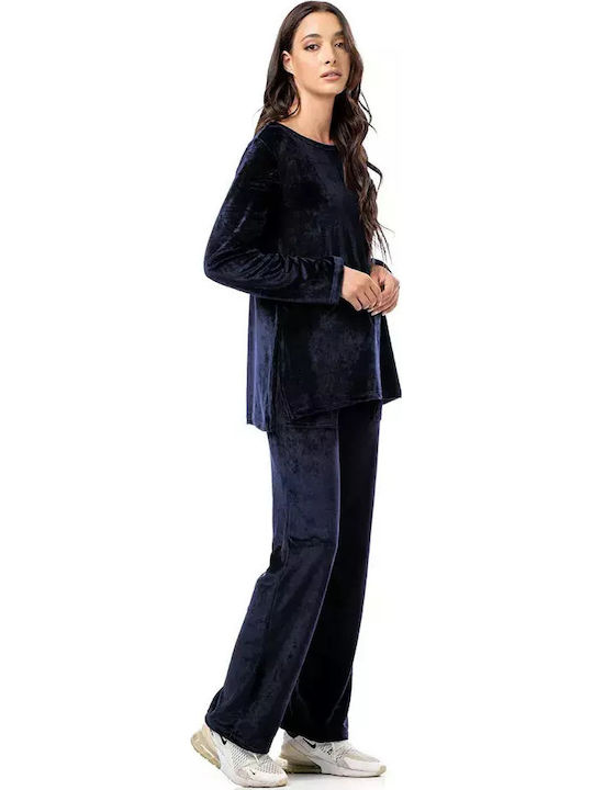 Women's Tunic Dress Long Sleeve Blue