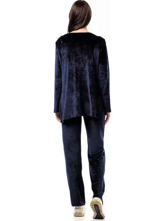 Women's Tunic Dress Long Sleeve Blue