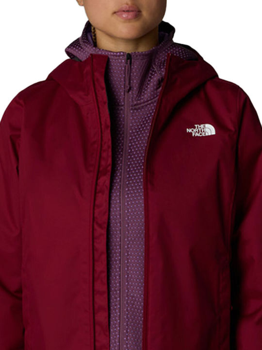 Quest Women's Hiking Short Lifestyle Jacket Waterproof and Windproof for Winter with Hood Red