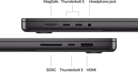 Apple MacBook Pro 16" (2024) 16.2" Retina Display 120Hz (M4 Pro 14-Core 24GB 512GB SSD 20-Core GPU) With 140W Charger Space Black Greek Keyboard