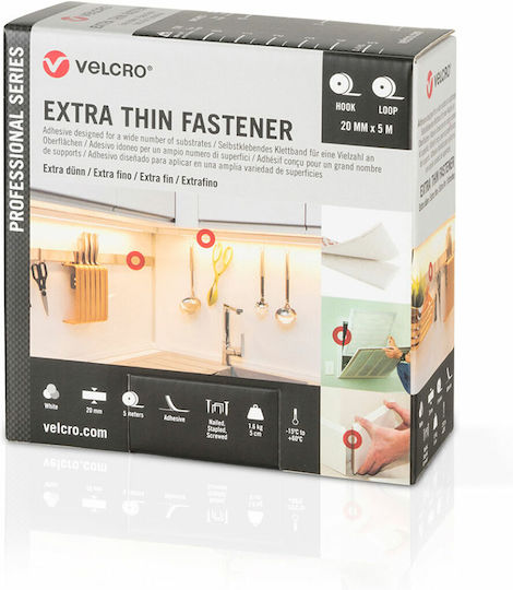 Velcro Double-Sided Tape White 20 mm x 5 m