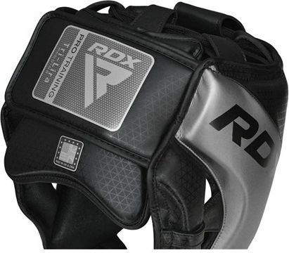 RDX Adult Full Face Boxing Headgear Leather Silver
