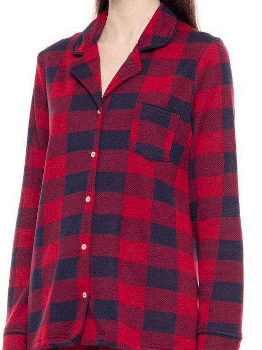 Pink Label Winter Damen Pyjama-Set Red