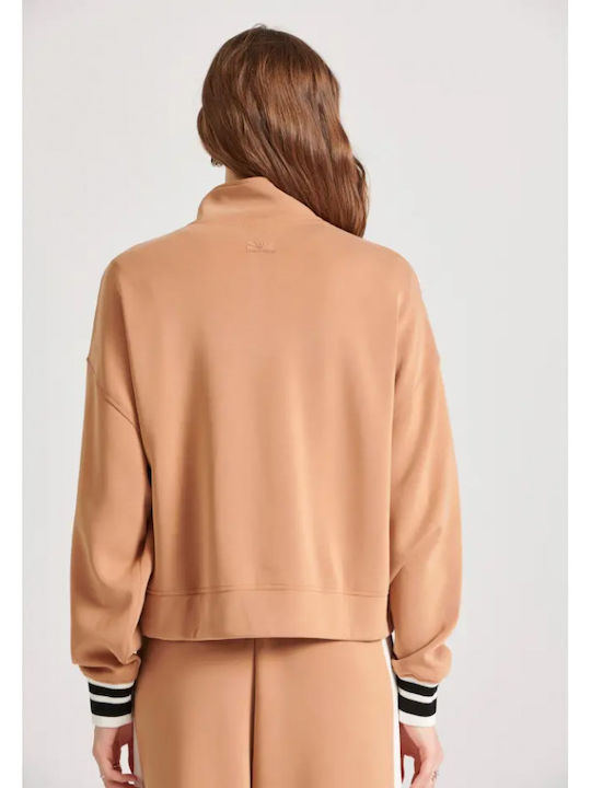 Women's Sweatshirt Jacket Hooded Vintage Beige