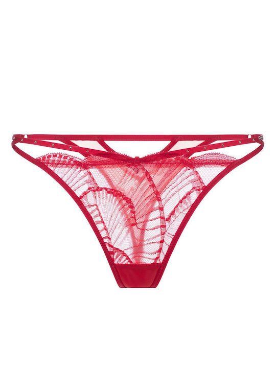 Dorina Women's String with Lace Red