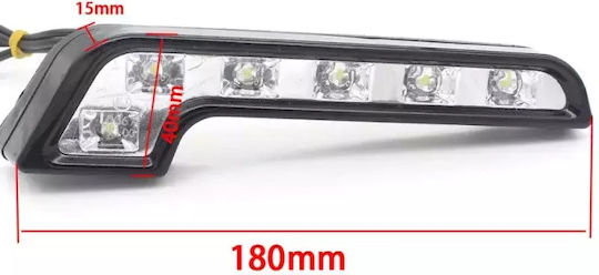 Φώτα Ημέρας Σχήματος L 6 Smd Led Dc 12v Λευκό 2τμχ Hw-0242