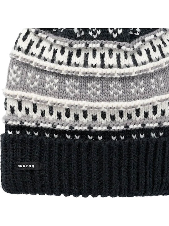Recycled Pom Pom Beanie Γυναικείος Σκούφος Πλεκτός σε Μαύρο χρώμα