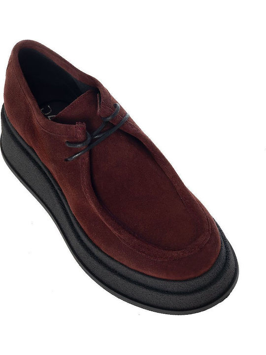Leather Women's Moccasins in Burgundy Color