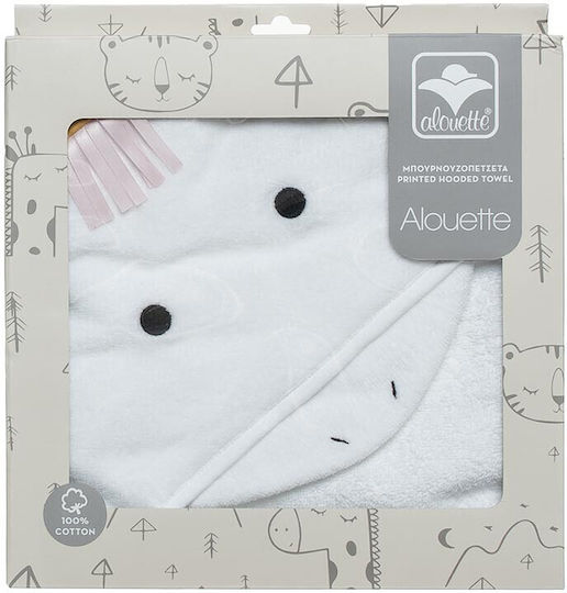 Alouette Baby Hooded Bath Towel Unicorn White 75x75cm