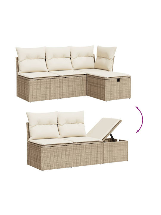 Corner Sofa Outdoor Rattan with Chest and Pillows 55x55x69cm