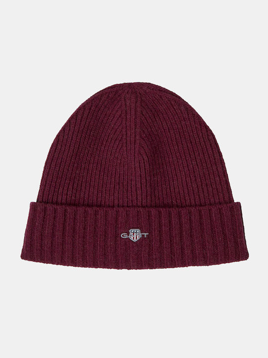 Gant Beanie Unisex Beanie Knitted in Burgundy color