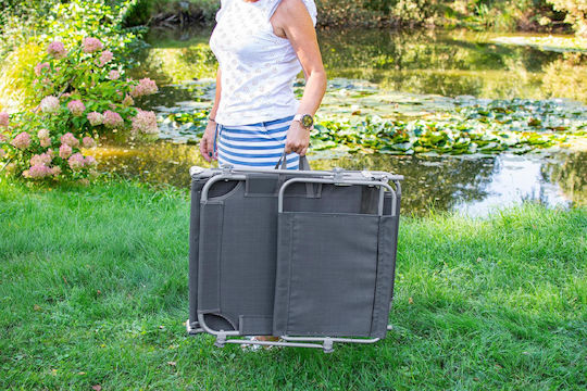 Jumi Foldable Aluminum Beach Sunbed Gray with Shader 43x38cm