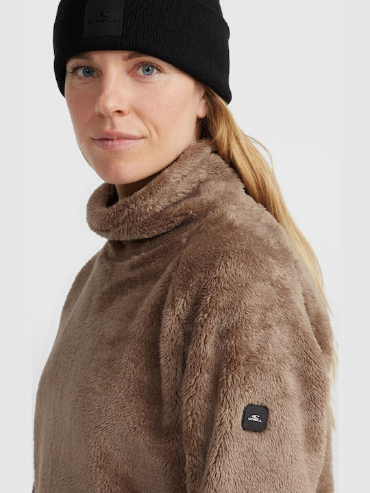 Winter Women's Fleece Blouse Long Sleeve Brown