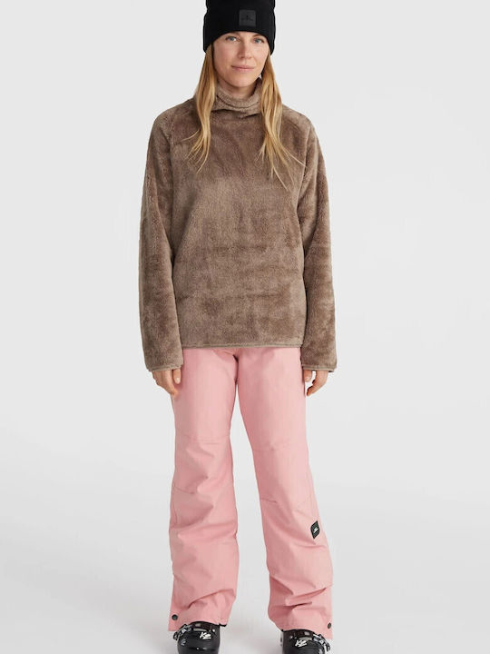 Winter Women's Fleece Blouse Long Sleeve Brown