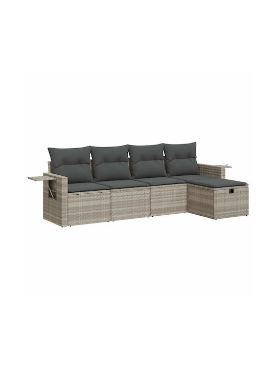 Corner Sofa Outdoor Rattan with Chest and Pillows 55x55x34cm