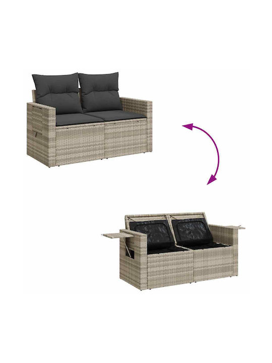 Corner Sofa Outdoor Rattan with Chest and Pillows 55x55x34cm
