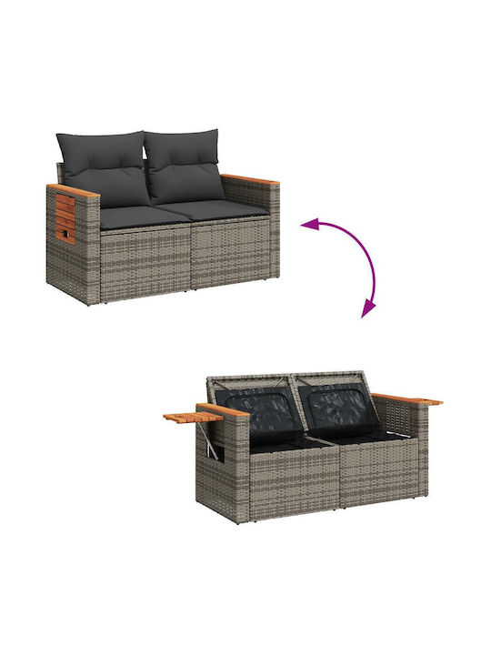 Corner Outdoor Sofa Rattan with Chest and Cushions 55x55x69cm