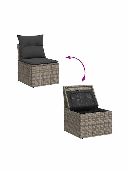 Corner Outdoor Sofa Rattan with Chest and Cushions 55x55x69cm