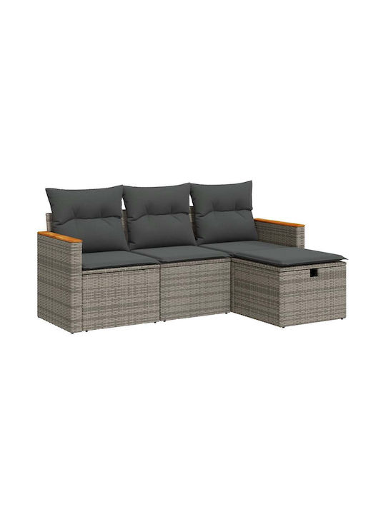 Corner Outdoor Sofa Rattan with Cushions 55x55x69cm