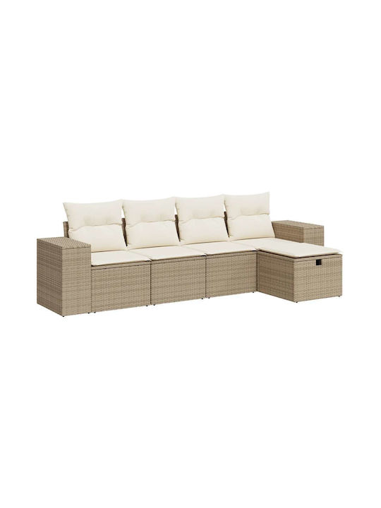 Corner Outdoor Sofa Rattan with Cushions 55x55x69cm