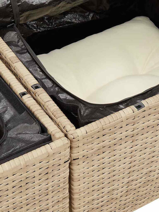 Corner Sofa Outdoor Rattan with Chest and Pillows 55x55cm