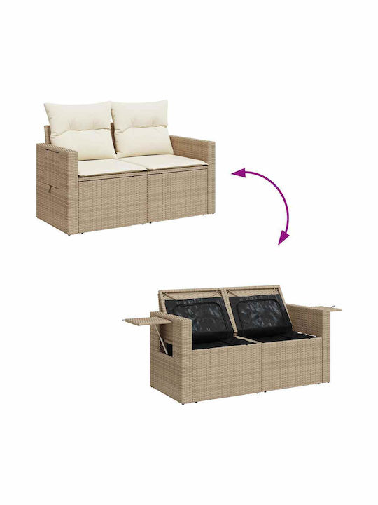 Corner Outdoor Sofa Rattan with Chest and Cushions 55x55x69cm