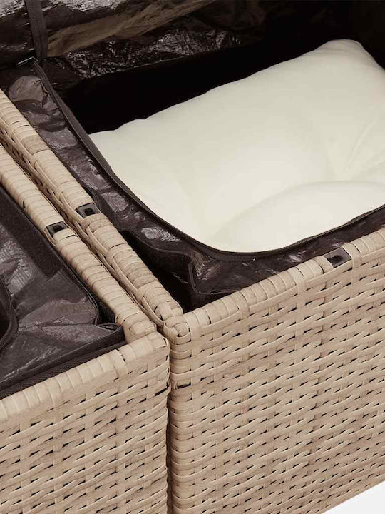 Corner Sofa Outdoor Rattan with Chest and Cushions 55x55x69cm