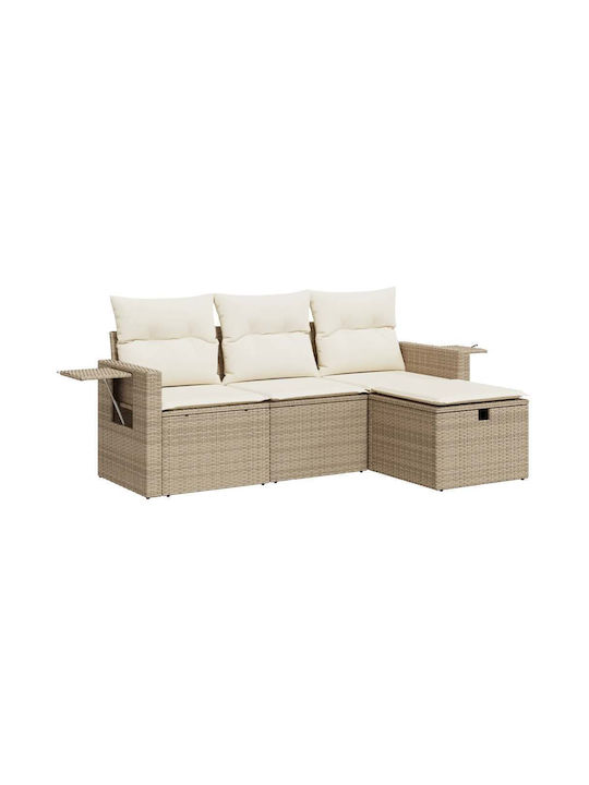 Outdoor Corner Rattan Sofa with Chest and Cushions 55x55x69cm