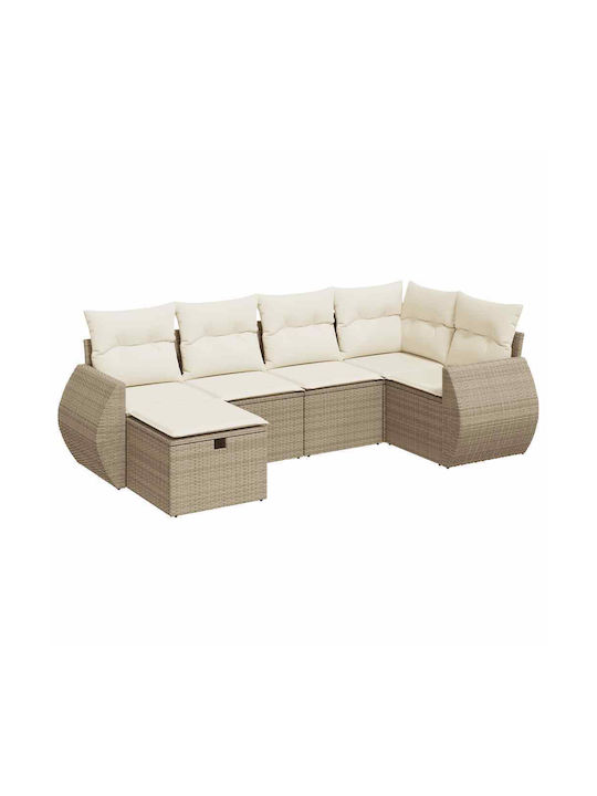 Corner Sofa Outdoor Rattan with Chest and Pillows 55x55x34cm