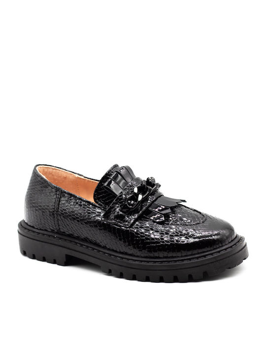 Girls Leather Moccasins Black