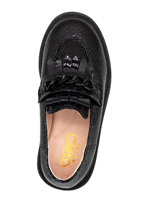 Girls Leather Moccasins Black