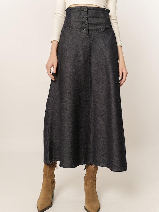 Denim Maxi Rock Schwarz