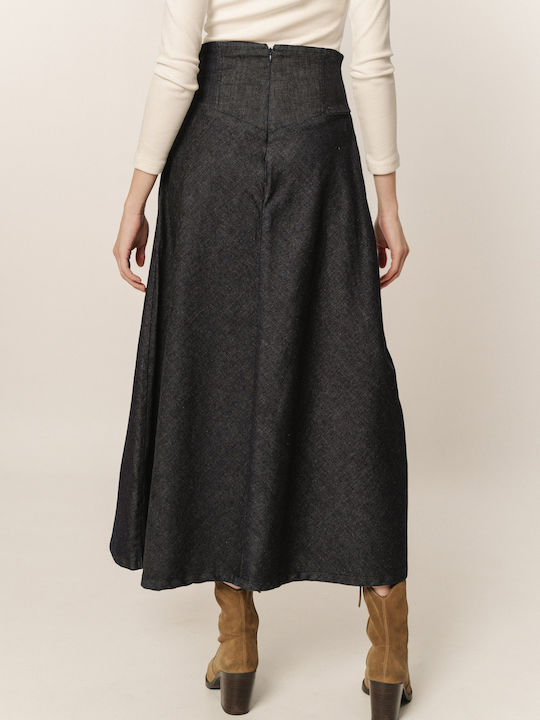 Denim Maxi Rock Schwarz