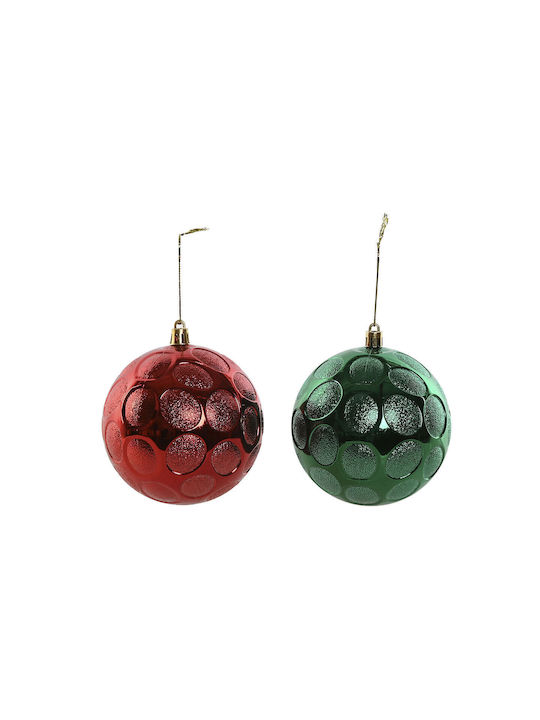 Hanging Ball Ornament Ornament Plastic Red 10cm Set 6pcs