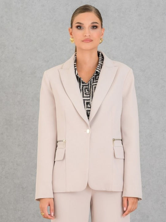Derpouli Blazer pentru femei Sacou Vanilla