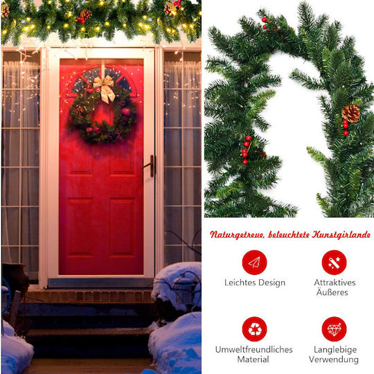 Costway Weihnachtliche Girlande Beleuchtet Plastik Bunt 270cm 1Stück