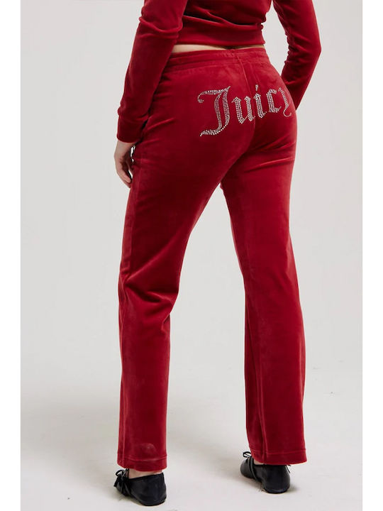 Juicy Couture Diamante Tina Sweatpants Velvet Red Dahlia