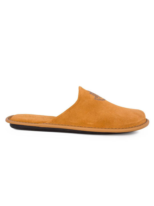 Castor Anatomic Men's Leather Slippers Κάμελ