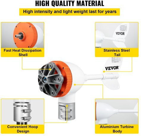 Vevor Ανεμογεννήτρια Ονομαστικής Ισχύος 500W