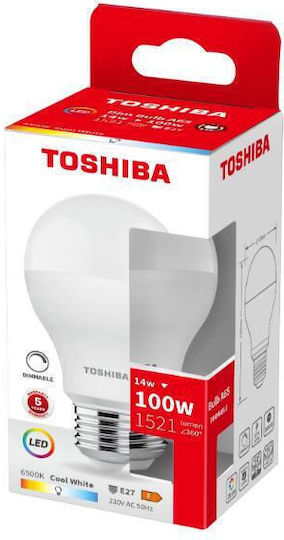 Toshiba LED-Lampe 14W für Fassung E27 und Form A65 Kühles Weiß 1521lm Dimmbar