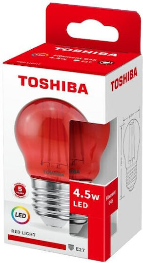 Toshiba Λάμπα LED 4.5W για Ντουί E27 και Σχήμα G45 Κόκκινο