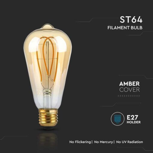 V-TAC LED-Lampe 5W 143mm für Fassung E27 und Form ST64 Warmes Weiß 300lm