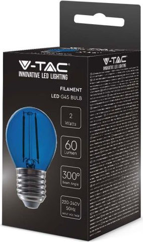 V-TAC LED-Lampe 2W 72mm für Fassung E27 und Form G45 Rot 60lm