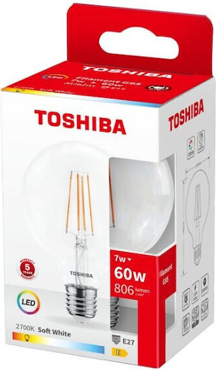 Toshiba LED Bulb 7W for Socket E27 and Shape G95 Warm White 806lm Dimmable