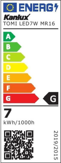 Kanlux Bec LED 7W pentru Soclu GX5.3 și Formă MR16 Alb cald 480lm